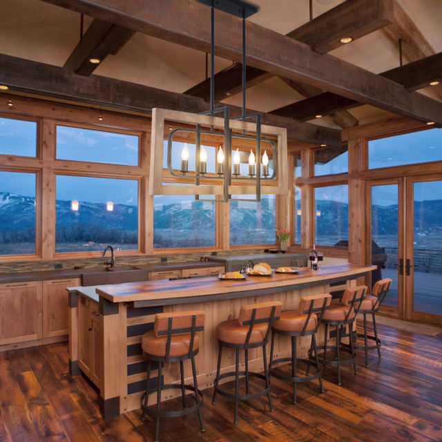6-Light Retangle Chandelier Wooden Kitchen Island Chandelier for Modern ...