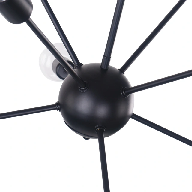 Black 8-Light Sputnik Chandelier Height Adjustable and Sloped Ceiling Compatible for Modern Farmhouse