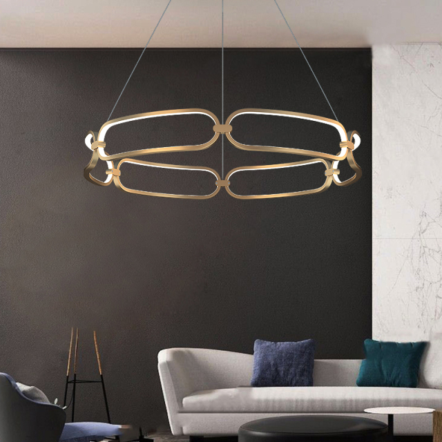 Modern Style 17&quot;Wide LED Ring Chandelier in Gold/Nickel for Living Room, Dining Room, Bedroom