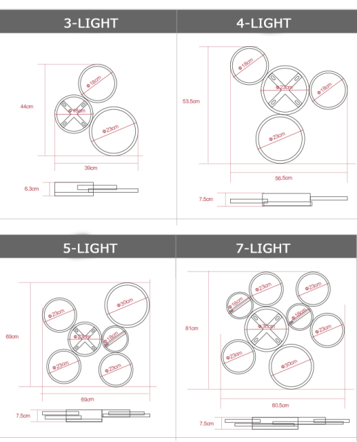 Modern Rings LED Ceiling Lamp Energy Saving Ceiling Lamp for Bedroom