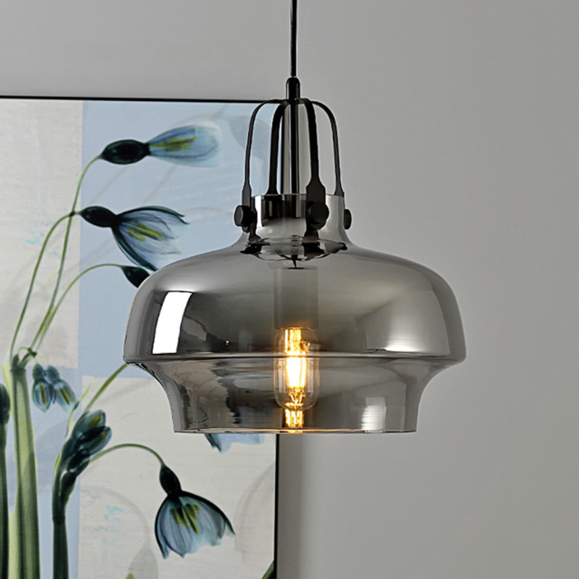 Modern Metal and Glass 1 Light Hanging Pendant Lamp for Dining Room and Kitchen Island