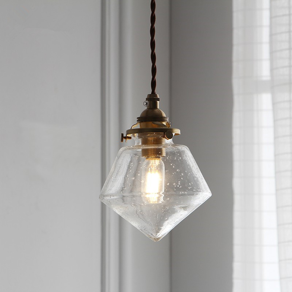 Minimalist Mini Single Light Brass Pendant with Bubble Glass Shape for ...