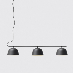 Modern Bell Shape 3-Light Linear Kitchen Island Pendant Lighting in Matte Black Finish for Living Room Dining Room