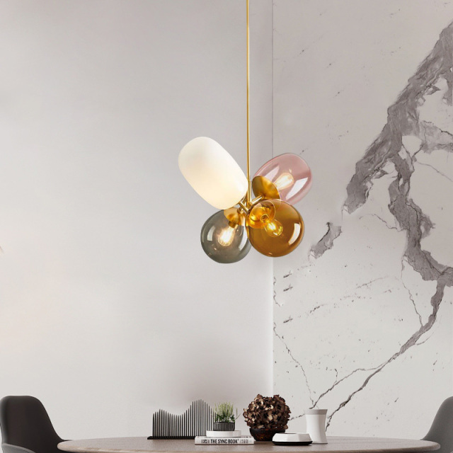Modern Colorful Ballon Glass 4-Light Chandelier for Dining Room/Living Room/Restaurant/Nursery Decor