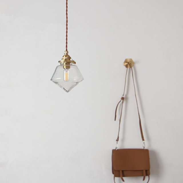 Minimalist Mini Single Light Brass Pendant with Bubble Glass Shape for Hallway