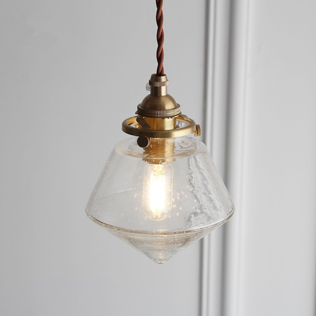 Minimalist Mini Single Light Brass Pendant with Bubble Glass Shape for Hallway