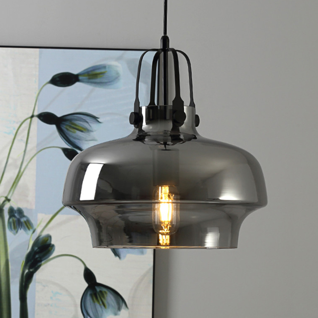 Modern Metal and Glass 1 Light Hanging Pendant Lamp for Dining Room and Kitchen Island