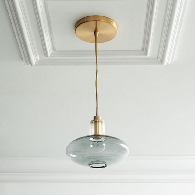 Minimalist Mini 1 Light Oval Ceiling Pendant Light with Lantern Gray Glass