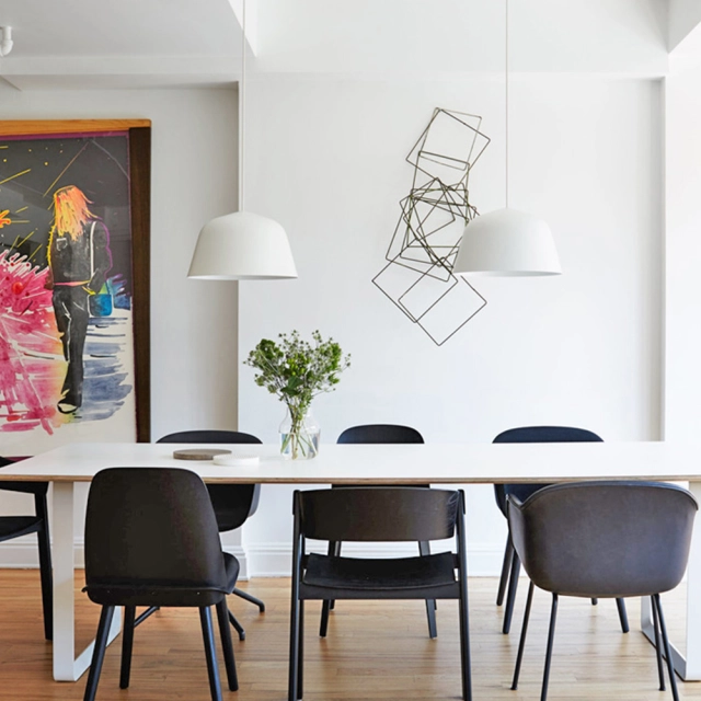 Minimalist White 1 Light Metal Pendant for Dining Room Kitchen Island