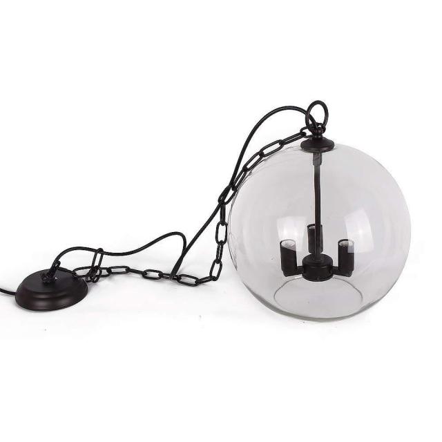 12&quot; Wide Modern Industrial Style 3-Light Candle Pendant Fixture with Clear Globe Metal in Black