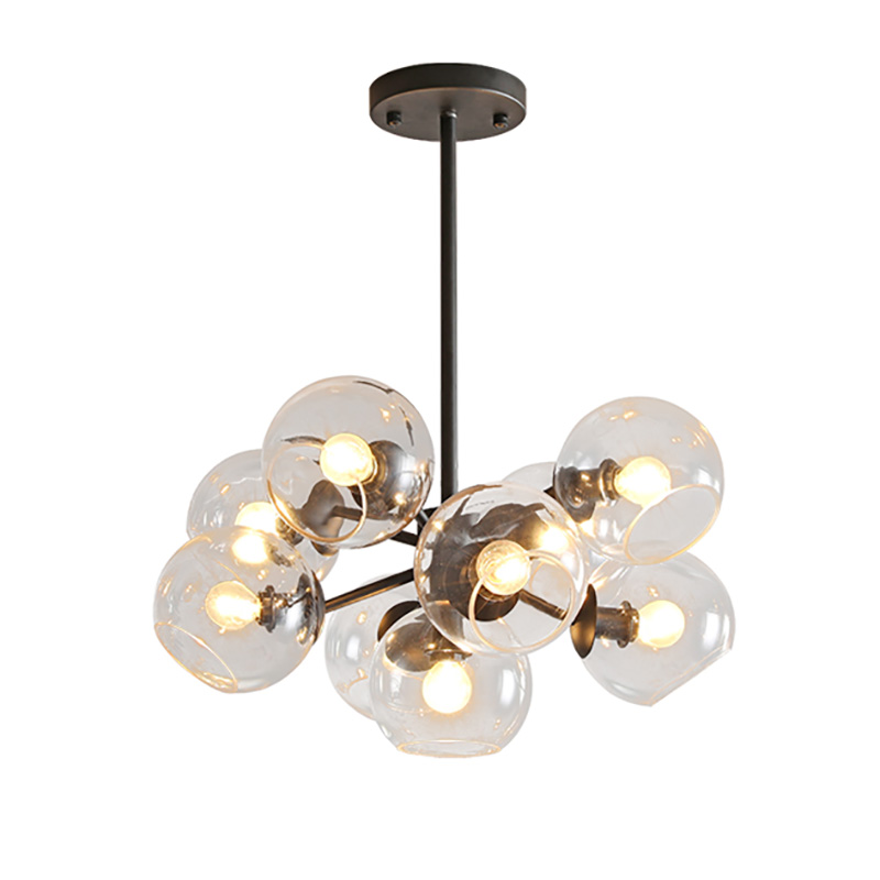 Contemporary Modern 9Lights Glass Orb Chandelier with sputnik design