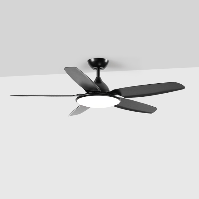 Modern Mid-Century Matte Black Fan Ceiling Light for Living Room Dimmable