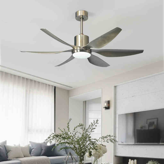 Modern 56&quot; Fan Ceiling Light in Chrome for Living Room Lighting