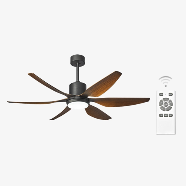 Mid Century 56&quot; Fan Ceining Lamp in Black and Brown for Living Room and Bedroom