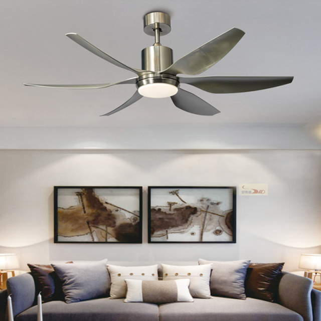 Modern 56&quot; Fan Ceiling Light in Chrome for Living Room Lighting