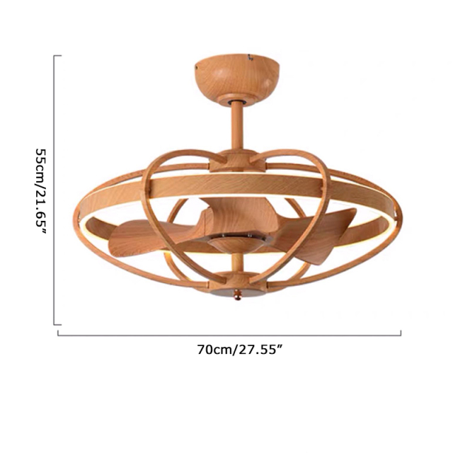 Mid Century Metal Cage Semi Flush Mount Fan Ceiling Light for Living Room