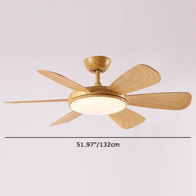 Dimmable Mid Century 52&quot; Fan Semi Flush Mount Ceiling Lamp for Living Room