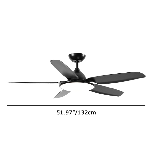 Modern Mid-Century Matte Black Fan Ceiling Light for Living Room Dimmable