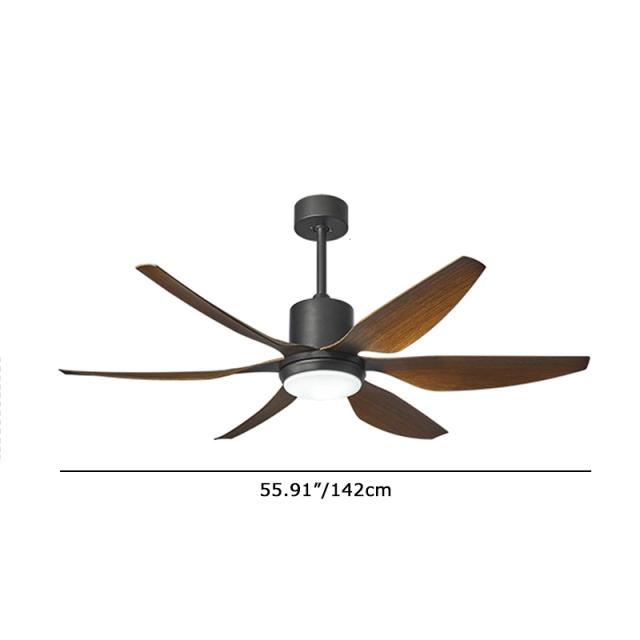 Mid Century 56&quot; Fan Ceining Lamp in Black and Brown for Living Room and Bedroom