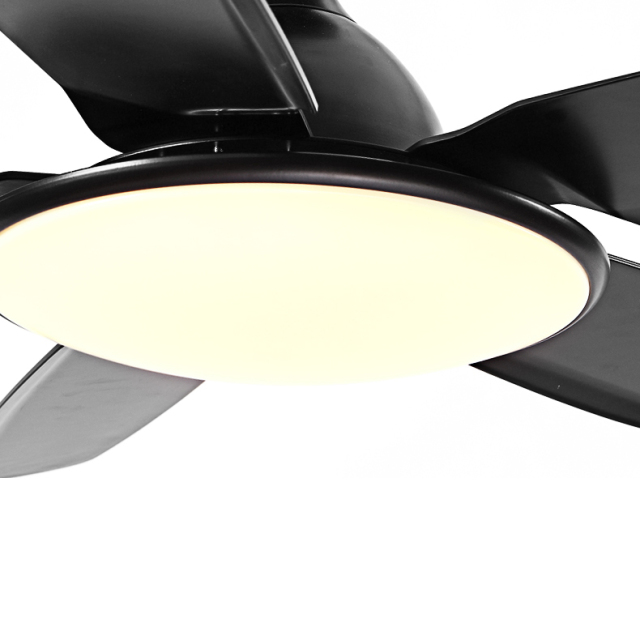 Modern Mid-Century Matte Black Fan Ceiling Light for Living Room Dimmable