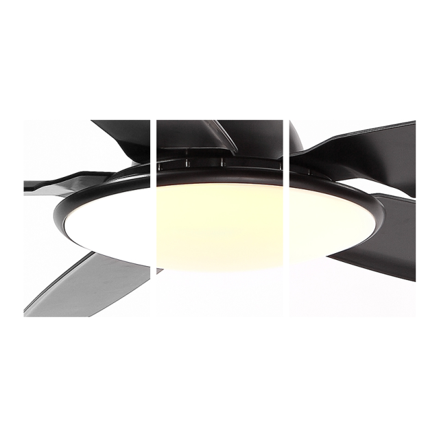 Modern Mid-Century Matte Black Fan Ceiling Light for Living Room Dimmable