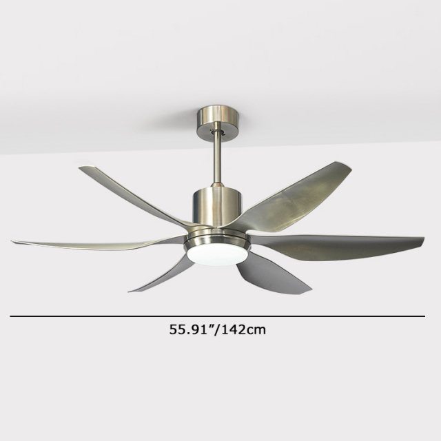 Modern 56&quot; Fan Ceiling Light in Chrome for Living Room Lighting