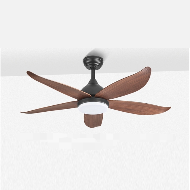 Dimmable Mid-Century Modern Fan Ceiling Light in Black and Brown for Living Room