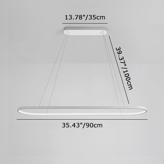 Minimalist Retangle 1-Light LED Chandelier Energy Star Chandelier for Modern Kitchen Island Long Dining Table