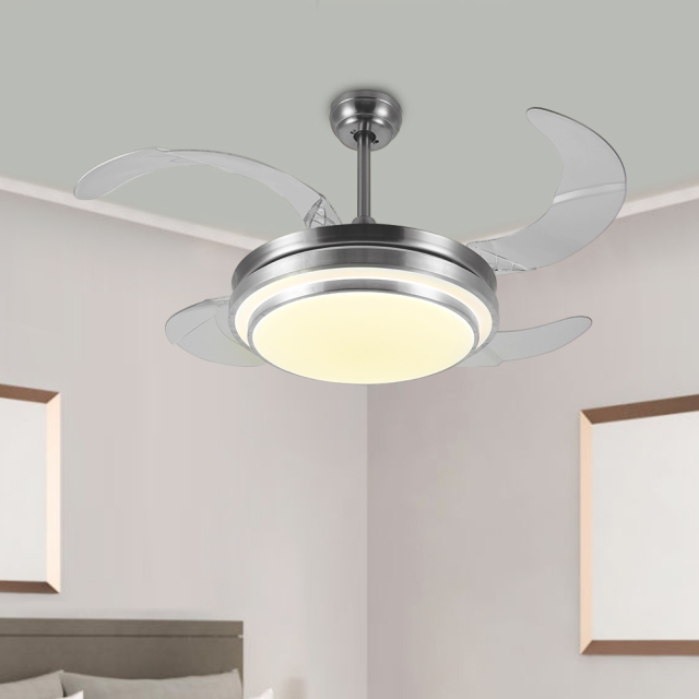 Mid-century Invisible LED Ceiling Fan With Remote Control