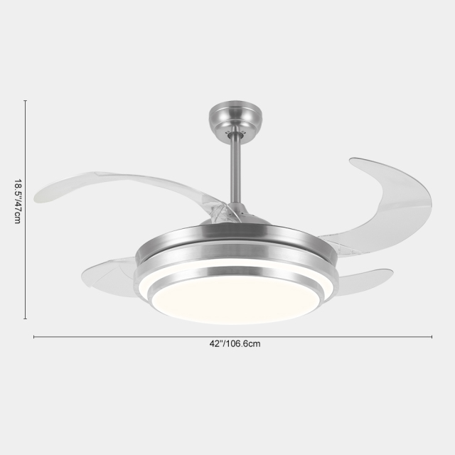 Mid-century Invisible LED Ceiling Fan With Remote Control