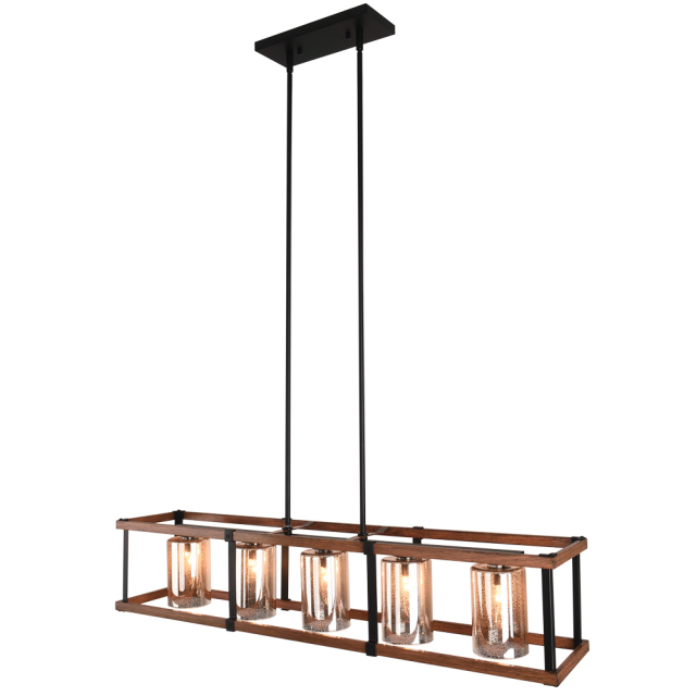 Modern Farmhouse Chandelier 5-Light Linear Kitchen Island Lighting