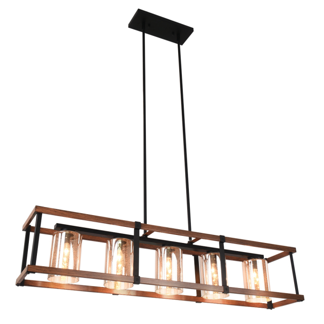 Modern Farmhouse Chandelier 5-Light Linear Kitchen Island Lighting