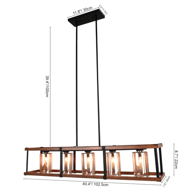 Modern Farmhouse Chandelier 5-Light Linear Kitchen Island Lighting