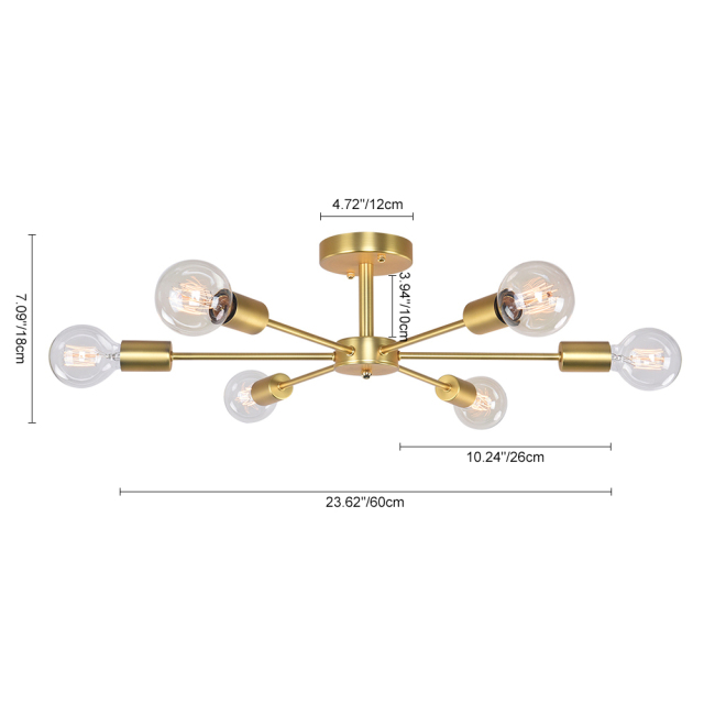 Modern Decorative Statement 6-Light Globe Sputnik Chandelier