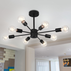 8-Light Modern Linear Semi Flush Mount Sputnik Light