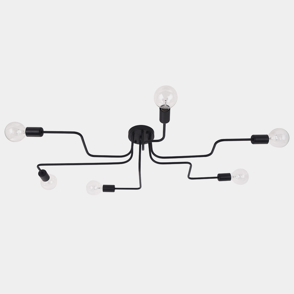 6-Light Linear Modern Semi-flush Mount Ceiling Light For Living Room Bedroom