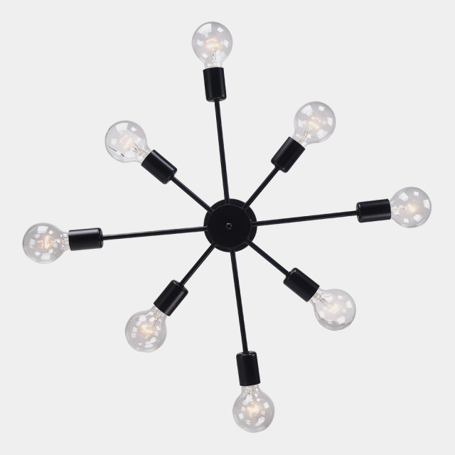 8-Light Modern Linear Semi Flush Mount Sputnik Light for Living Room Bedroom