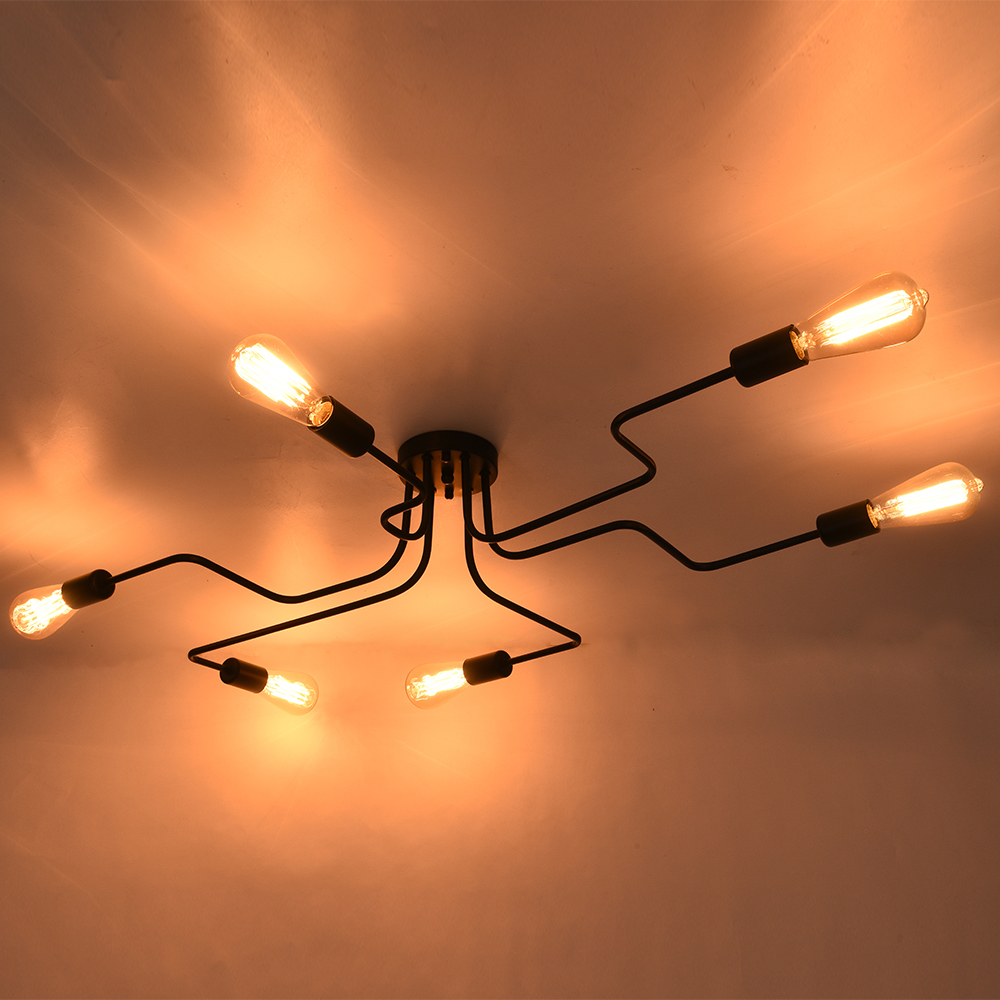 6-Light Linear Modern Semi-flush Mount Ceiling Light For Living Room Bedroom