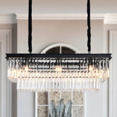 8-light Tiered Crystal Chandelier Kitchen Island Lighting For Dining Room