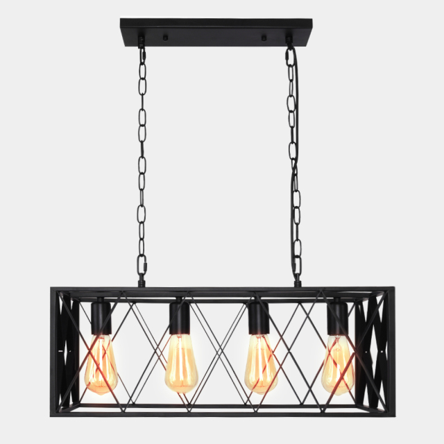 Modern 4-Lights Rectangular Farmhouse Chandelier For Kitchen Island/ Dining Room