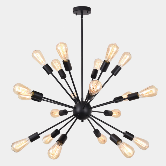 Contemporary 12/20-Lights Black Sputnik Chandelier For Living Room Bedroom