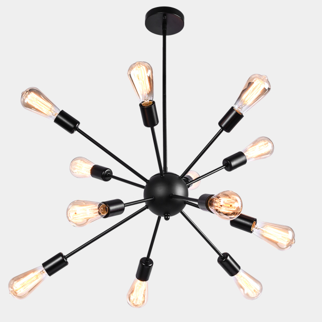 Contemporary 12/20-Lights Black Sputnik Chandelier For Living Room Bedroom