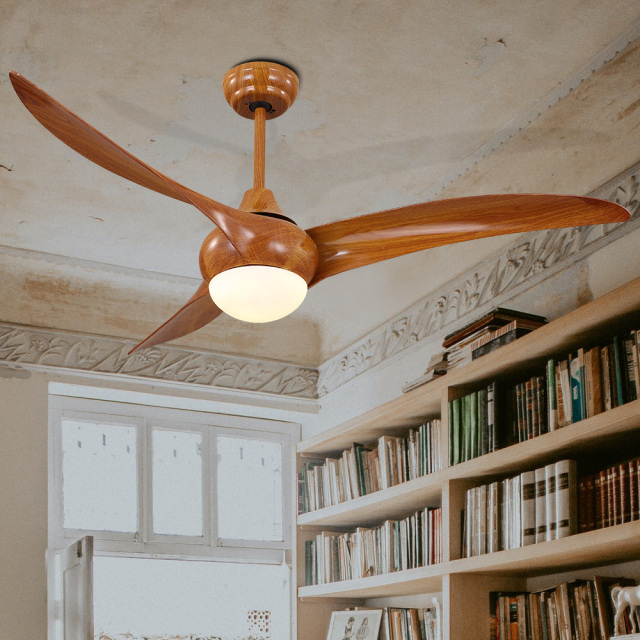 Modern Dimmable 3- Blade Led Ceiling Fan with Brown Color for Bedroom and Living Room