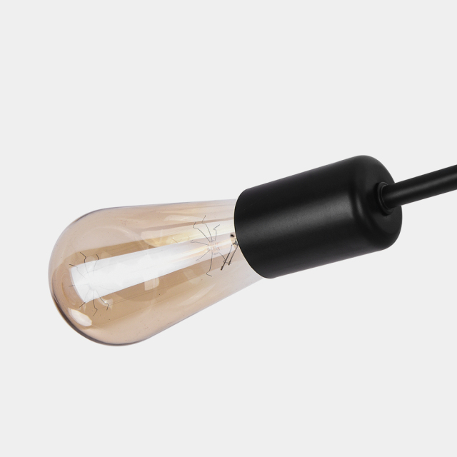 Modern Mid Century 4 Light Semi Flush Ceiling Lights in Black for Bedroom/Living Room