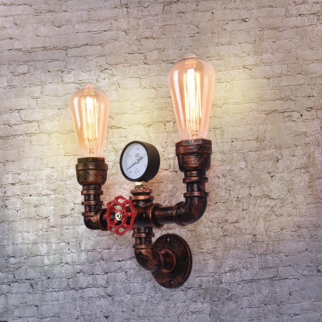 Modern Industrial Style Two-Lights Pipe Wall Lamp For Shop/Restaurant/Living Room