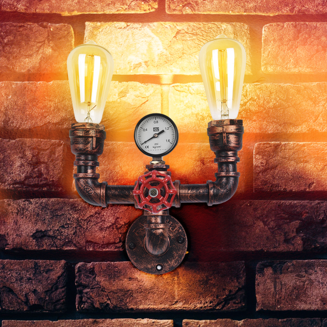 Modern Industrial Style Two-Lights Pipe Wall Lamp For Shop/Restaurant/Living Room