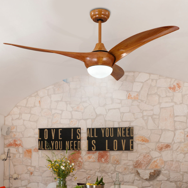 Modern Dimmable 3- Blade Led Ceiling Fan with Brown Color for Bedroom and Living Room