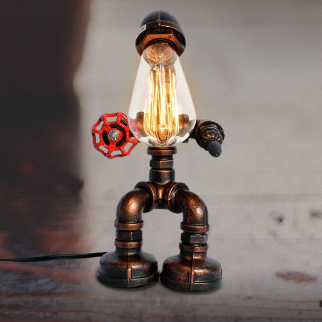 Industrial Style Dimmable 1-Light Rustic Table Lamp For Bedroom Living Room