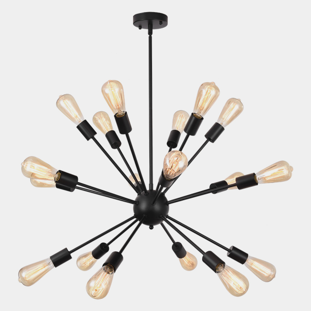 Mid-Century Modern 18 Lights Sputnik Chandelier in Black for Living Room/Dining Room/Bedroom