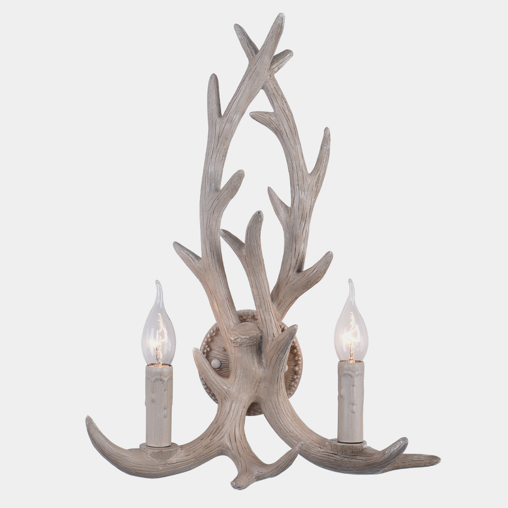 Mid-Century Contemporary Deer Horn 2 Lights Rustic Wall Sconces for Living room/Entryway